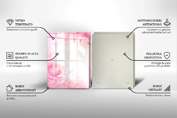 Tvrdené sklo za varnú dosku Jemné ruže na pozadí