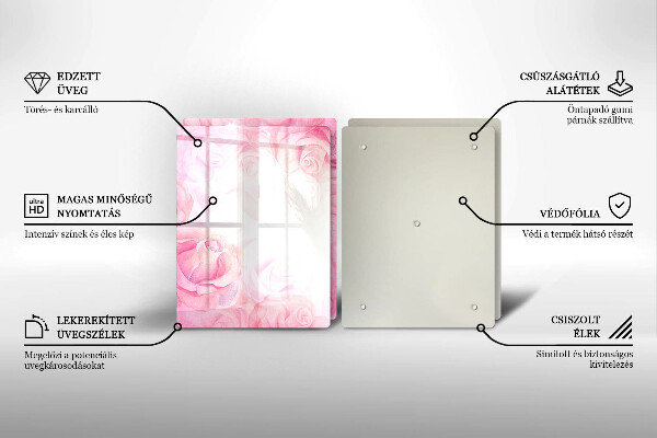 Tvrdené sklo za varnú dosku Jemné ruže na pozadí