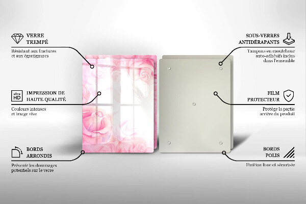 Tvrdené sklo za varnú dosku Jemné ruže na pozadí