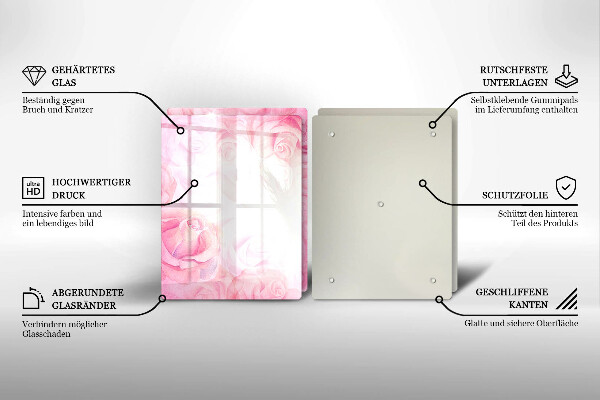 Tvrdené sklo za varnú dosku Jemné ruže na pozadí