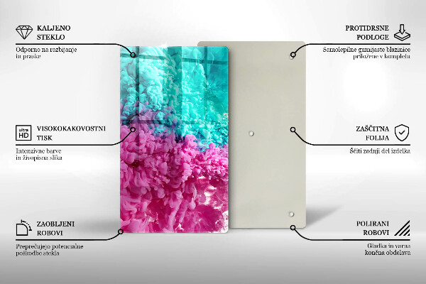 Kryt na indukčnú dosku Tyrkysovo-ružový dym