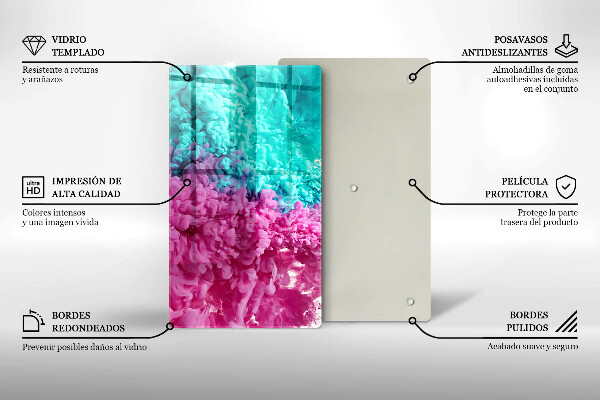 Kryt na indukčnú dosku Tyrkysovo-ružový dym