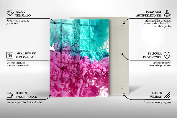 Kryt na indukčnú dosku Tyrkysovo-ružový dym