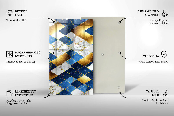 Kryt na indukčnú dosku Zlaté mramorové kosoštvorce