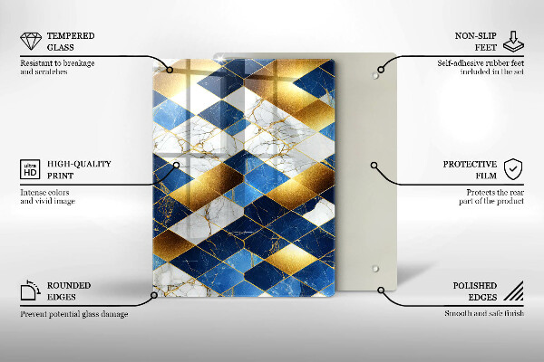 Kryt na indukčnú dosku Zlaté mramorové kosoštvorce