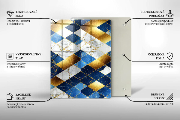 Kryt na indukčnú dosku Zlaté mramorové kosoštvorce