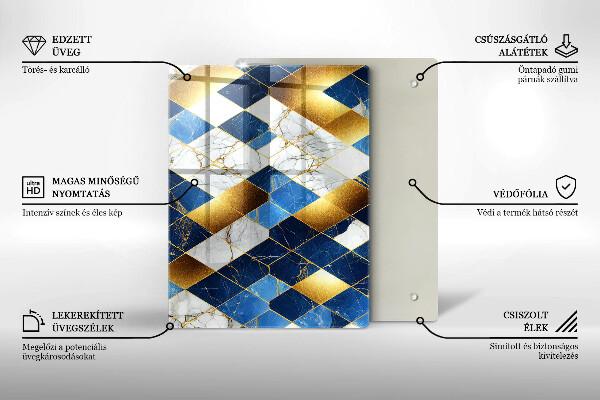 Kryt na indukčnú dosku Zlaté mramorové kosoštvorce