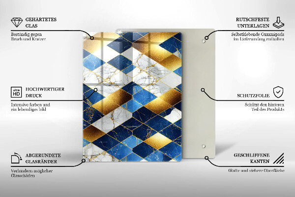 Kryt na indukčnú dosku Zlaté mramorové kosoštvorce