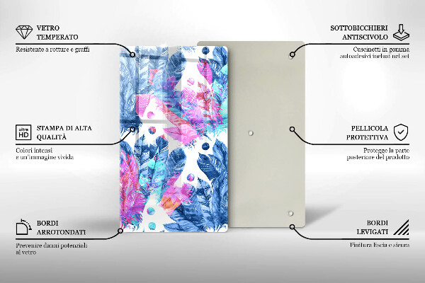 Kryt na indukčnú dosku Perie boho ilustrácie