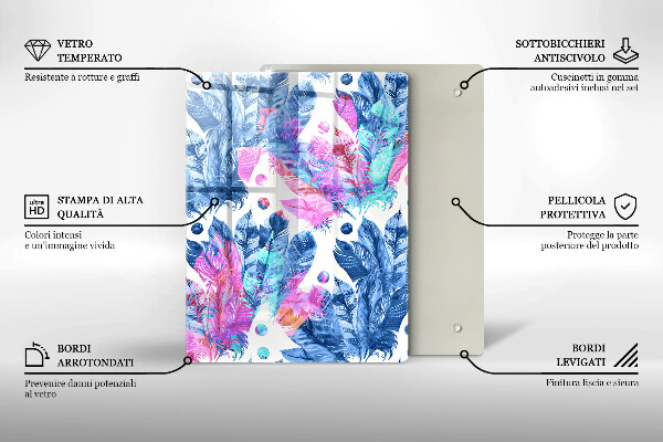 Kryt na indukčnú dosku Perie boho ilustrácie