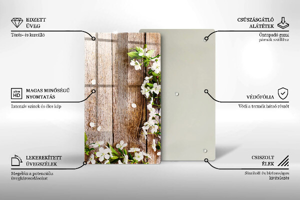 Kryt na sporák Biele kvety na doskách