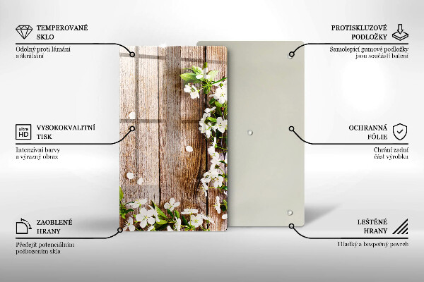 Kryt na sporák Biele kvety na doskách