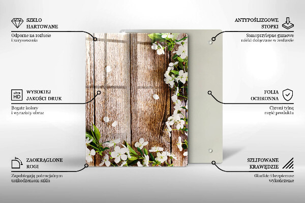 Kryt na sporák Biele kvety na doskách