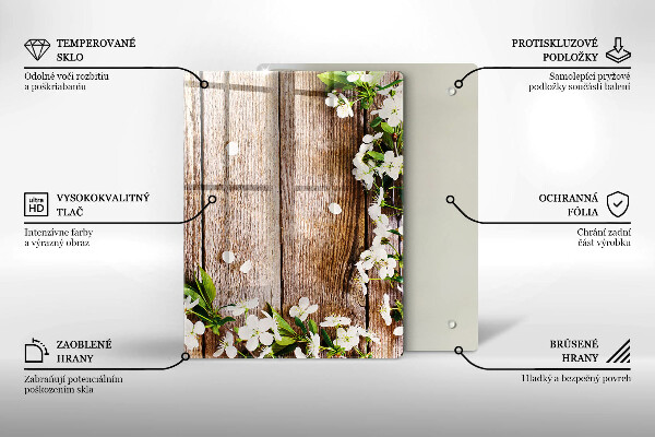 Kryt na sporák Biele kvety na doskách