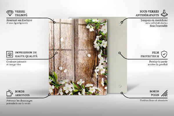 Kryt na sporák Biele kvety na doskách