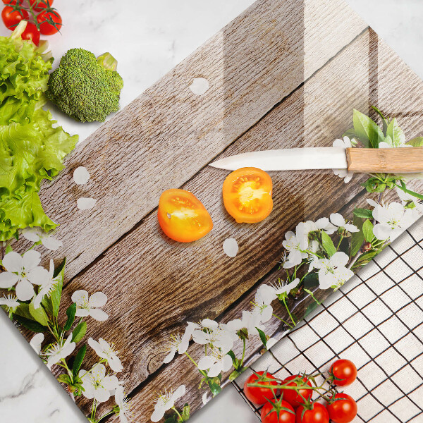 Kryt na sporák Biele kvety na doskách