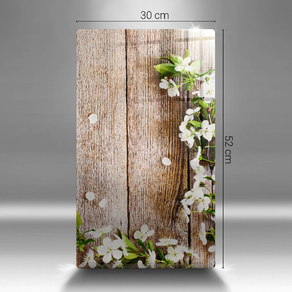 Kryt na sporák Biele kvety na doskách