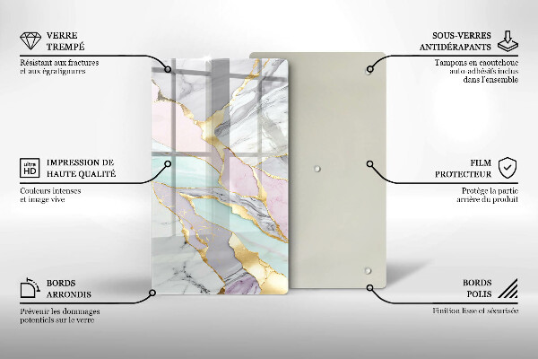 Kryt na indukčnú dosku Pastelový mramor
