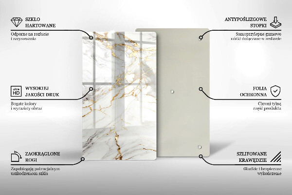 Kryt na indukčnú dosku Svetlý mramor so zlatom