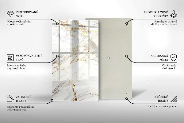 Kryt na indukčnú dosku Svetlý mramor so zlatom