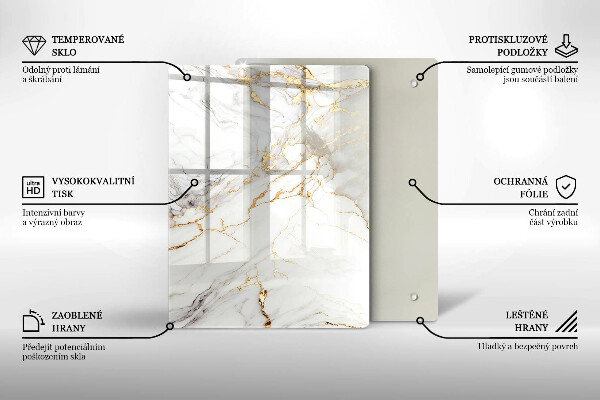 Kryt na indukčnú dosku Svetlý mramor so zlatom