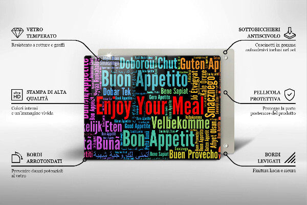 Krycia doska na sklokeramickú varnú dosku Titulky Jazyky dobrej chuti