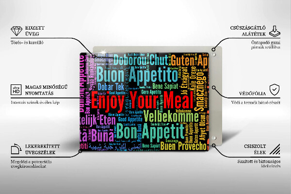 Krycia doska na sklokeramickú varnú dosku Titulky Jazyky dobrej chuti