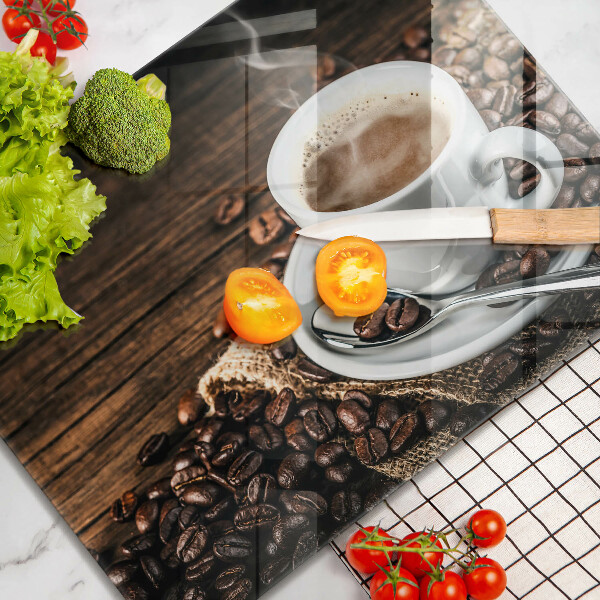 Sklenený kryt za sporák Šálka a kávové zrná