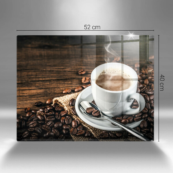 Sklenený kryt za sporák Šálka a kávové zrná