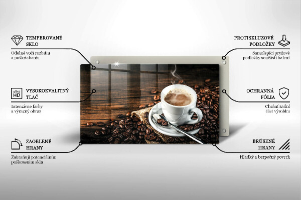 Sklenený kryt za sporák Šálka a kávové zrná