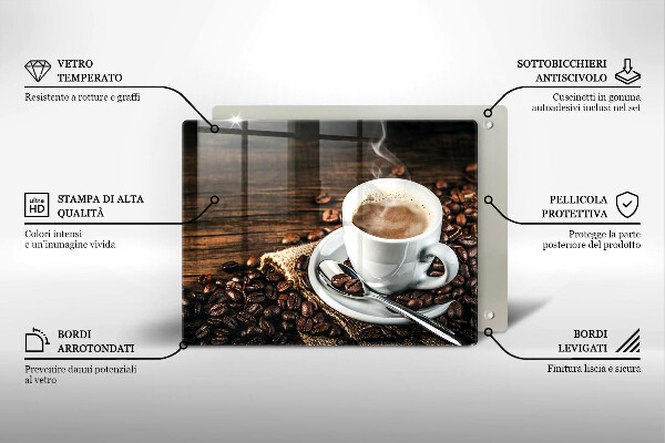 Sklenený kryt za sporák Šálka a kávové zrná