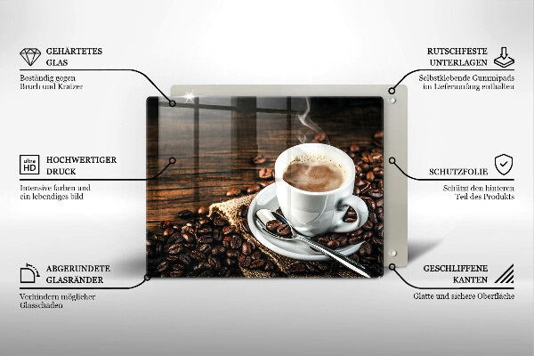 Sklenený kryt za sporák Šálka a kávové zrná