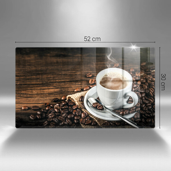 Sklenený kryt za sporák Šálka a kávové zrná