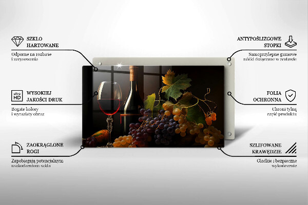 Kryt na plynový sporák Pohár vína a hrozna