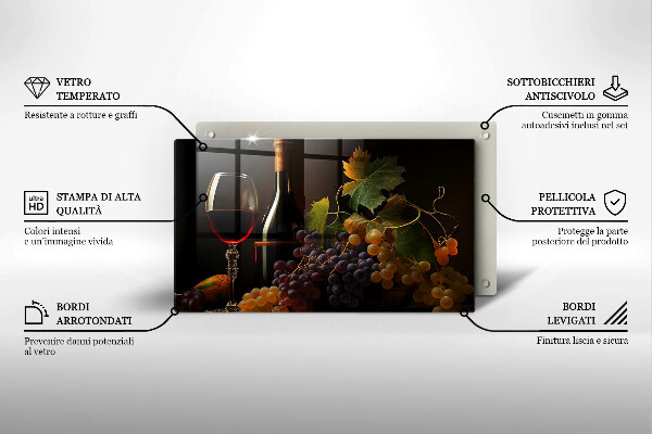 Kryt na plynový sporák Pohár vína a hrozna