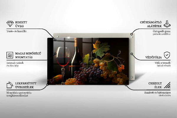 Kryt na plynový sporák Pohár vína a hrozna