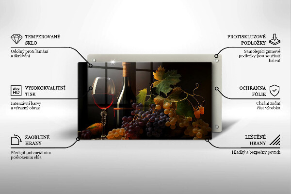 Kryt na plynový sporák Pohár vína a hrozna