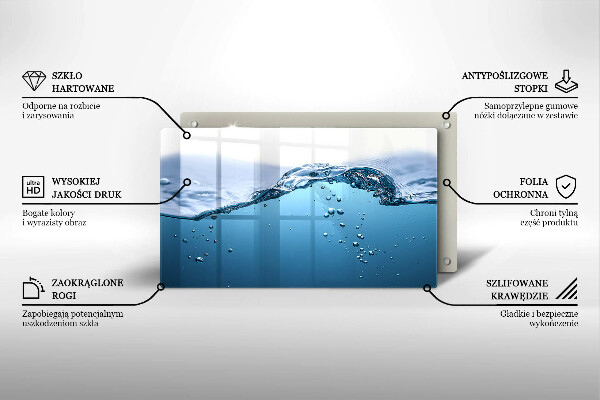 Sklenený kryt za sporák Modrá voda