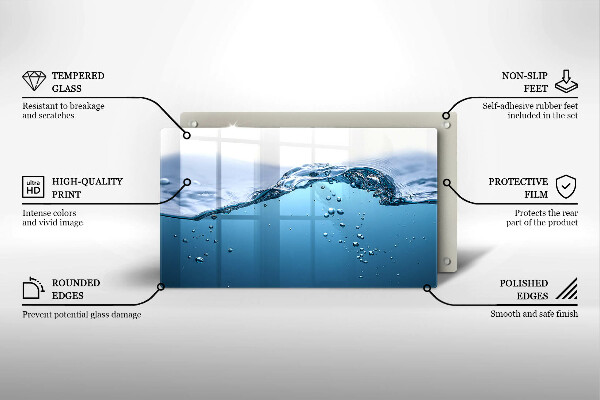 Sklenený kryt za sporák Modrá voda