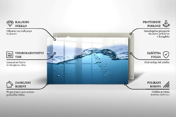 Sklenený kryt za sporák Modrá voda