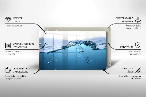 Sklenený kryt za sporák Modrá voda