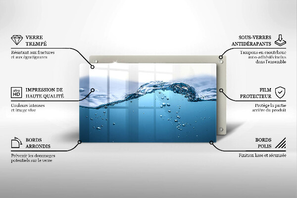 Sklenený kryt za sporák Modrá voda