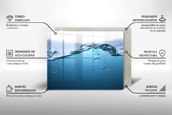 Sklenený kryt za sporák Modrá voda