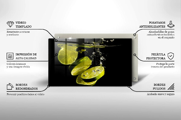 Sklenený kryt za sporák Limetky vo vode