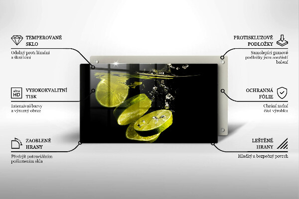 Sklenený kryt za sporák Limetky vo vode