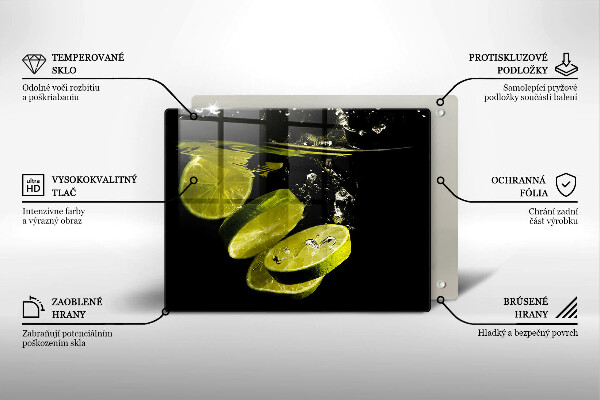 Sklenený kryt za sporák Limetky vo vode