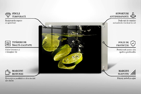 Sklenený kryt za sporák Limetky vo vode