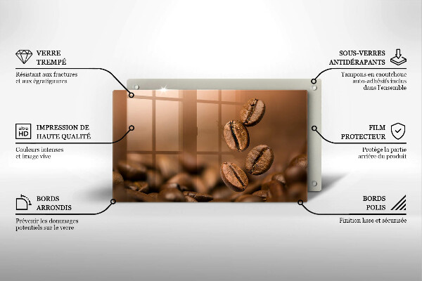 Sklenený kryt za sporák Kávové zrná