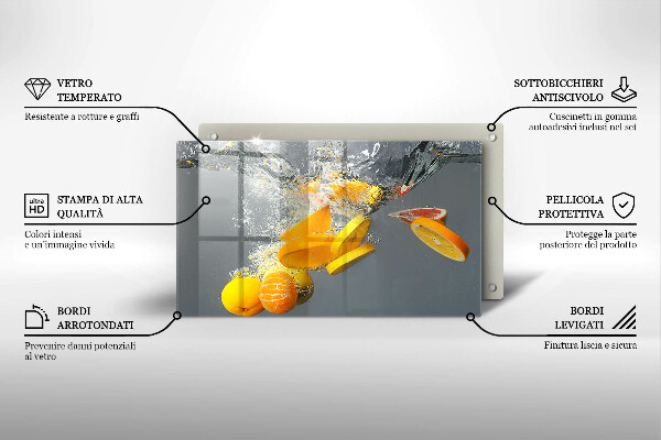 Kryt na plynový sporák Citróny vo vode