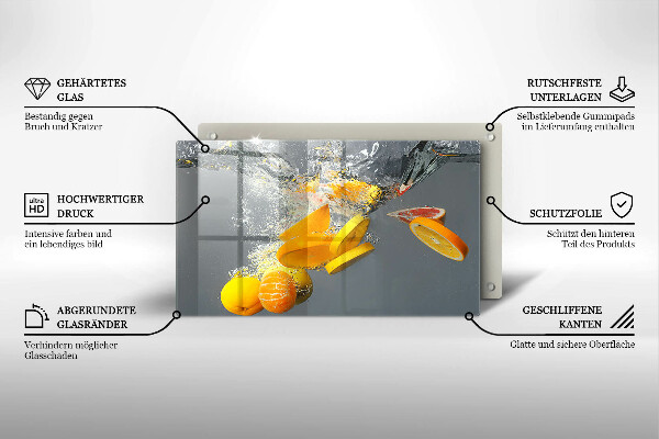 Kryt na plynový sporák Citróny vo vode